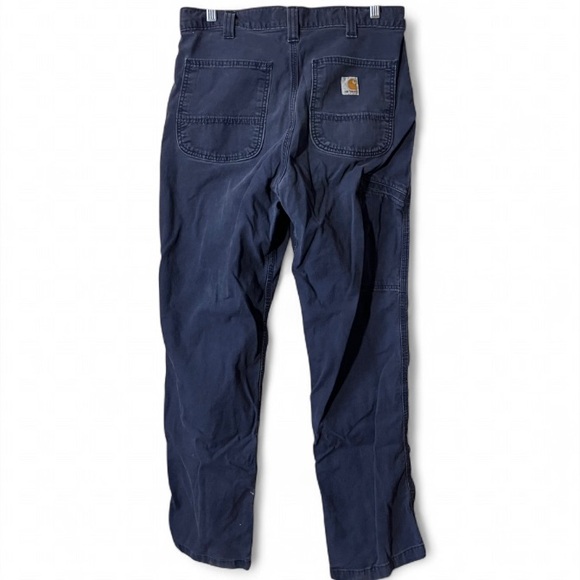 Men’s Carhartt Navy Blue Relaxed Fit Cotton Blend Work Pants size 33 x 32 - Picture 2 of 7